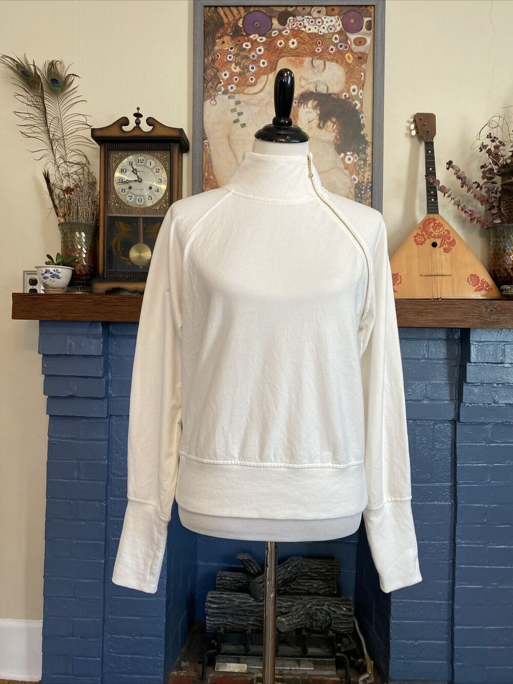 Sundays by WearSundays Women’s M 1/4 Zip White Long Sleeve Knit Shirt Thumbholes